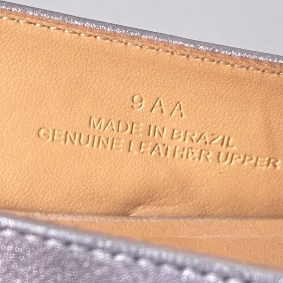 Talbots Edison Slingback Flats Womens 9AA. Silver Leather Upper Buckle Holiday - Picture 4 of 11